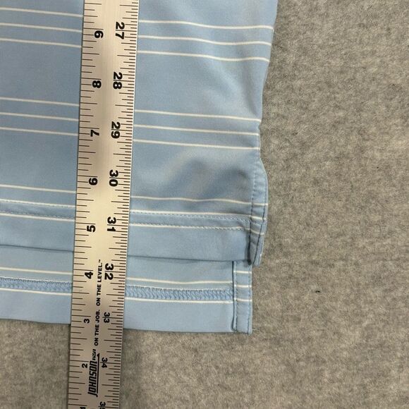 Peter Millar Summer Comfort Mens Polo Golf Shirt Size XL Light Blue Striped Top - Picture 6 of 7